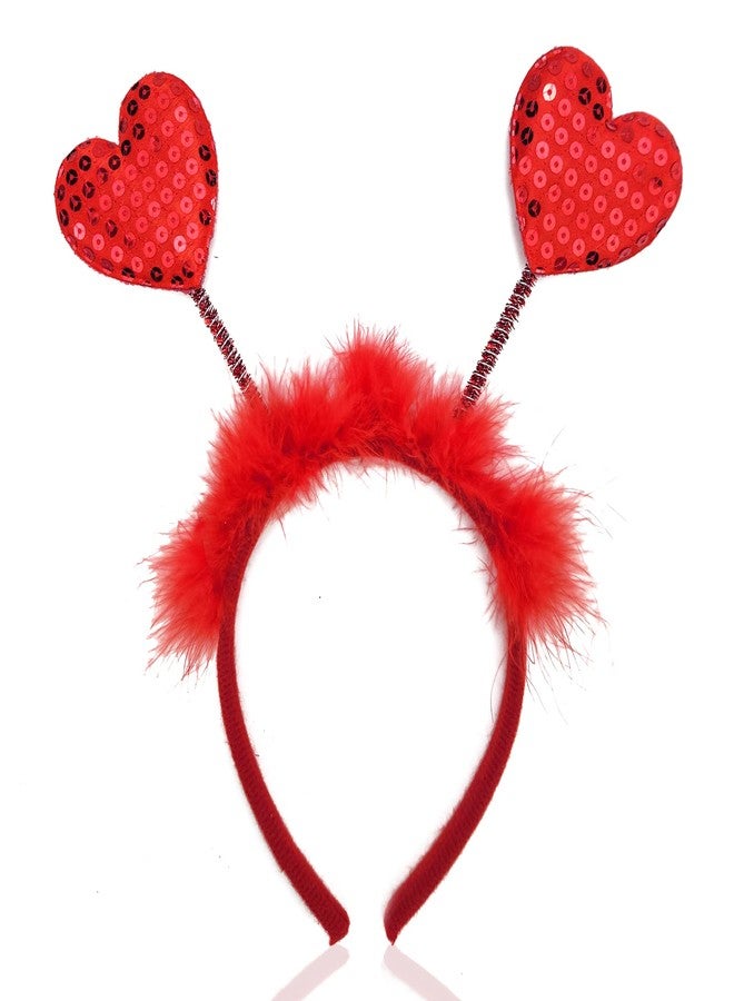 NAOPSY Heart Headband Valentine's Day Festive Headband Red Sequin Love-shaped Head Boppers Party Hair Accessoires for Holiday Festival - Image 1